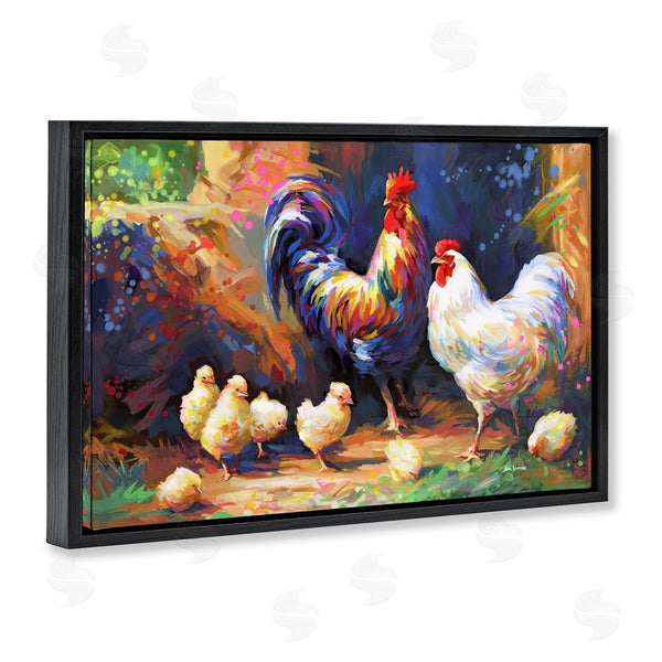Stupell Industries Leon Devenice | Chicken Family Paint Splatter