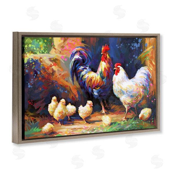 Stupell Industries Leon Devenice | Chicken Family Paint Splatter