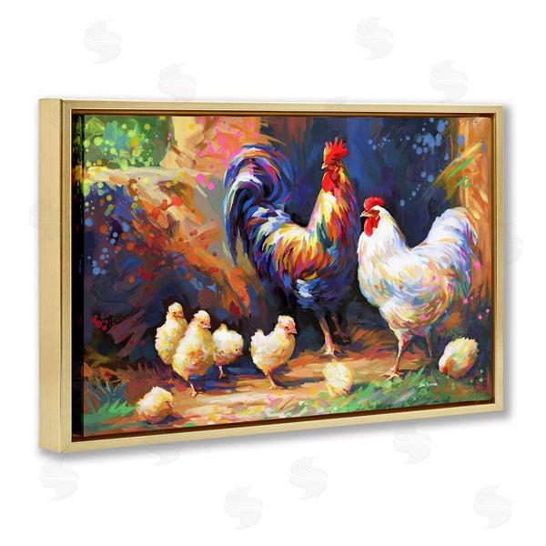 Stupell Industries Leon Devenice | Chicken Family Paint Splatter