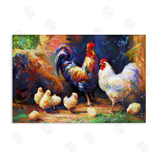 stupell industries Leon Devenice | Chicken Family Paint Splatter