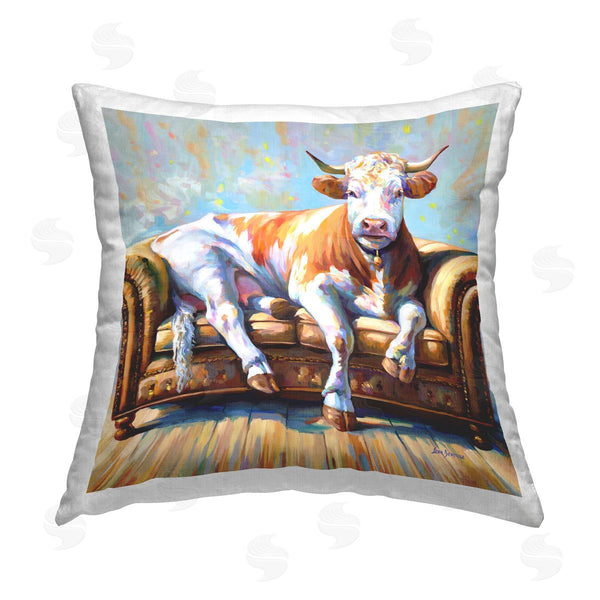 stupell industries Leon Devenice | Cow's Day Off Printed Throw Pillow