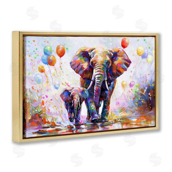 Stupell Industries Leon Devenice | Elephants And Balloons