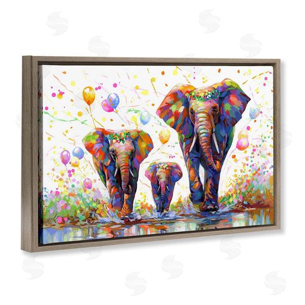 Stupell Industries Leon Devenice | Elephants And Celebration Balloons