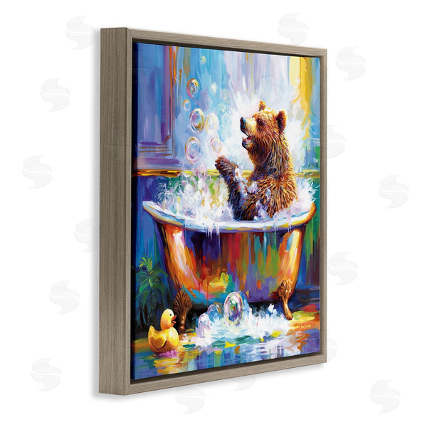Stupell Industries Leon Devenice | Happy Bear In Bathtub Wall Art