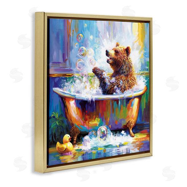 Stupell Industries Leon Devenice | Happy Bear In Bathtub Wall Art
