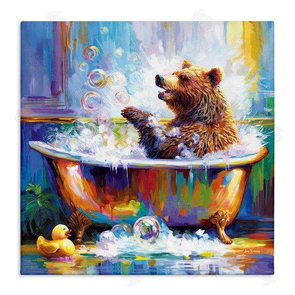 stupell industries Leon Devenice | Happy Bear in Bathtub Wall Art