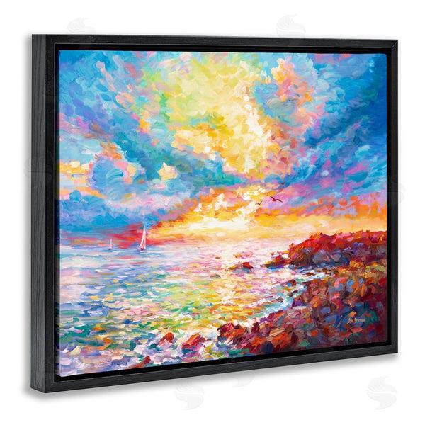Stupell Industries Leon Devenice | Mediterranean Sunset Ocean Coast Wall Art