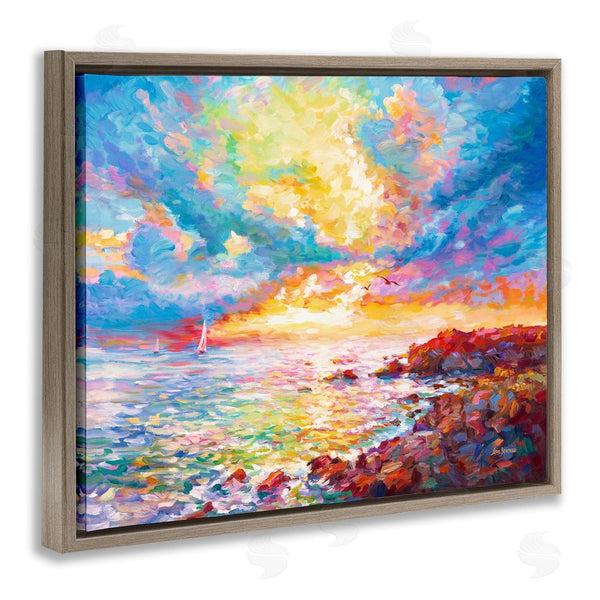 Stupell Industries Leon Devenice | Mediterranean Sunset Ocean Coast Wall Art