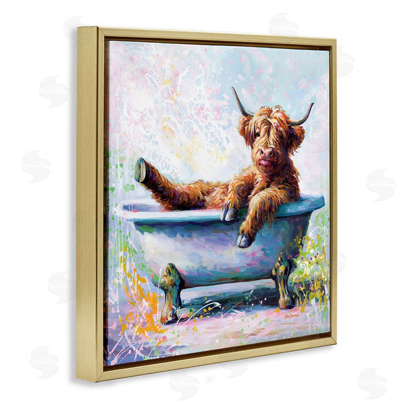 Stupell Industries Leon Devenice | Splashing Baby Cow