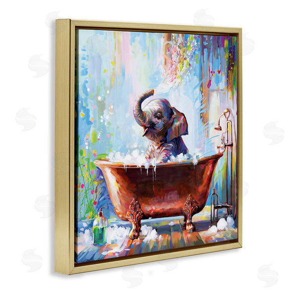 Stupell Industries Leon Devenice | Splashing Baby Elephant