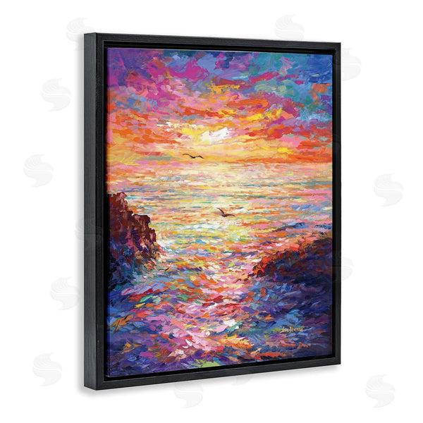 Stupell Industries Leon Devenice | Vibrant Abstract Ocean Sunset Wall Art