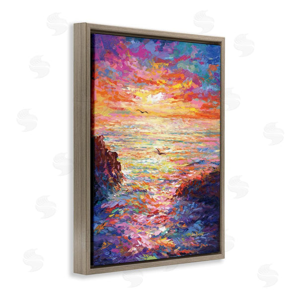 Stupell Industries Leon Devenice | Vibrant Abstract Ocean Sunset Wall Art