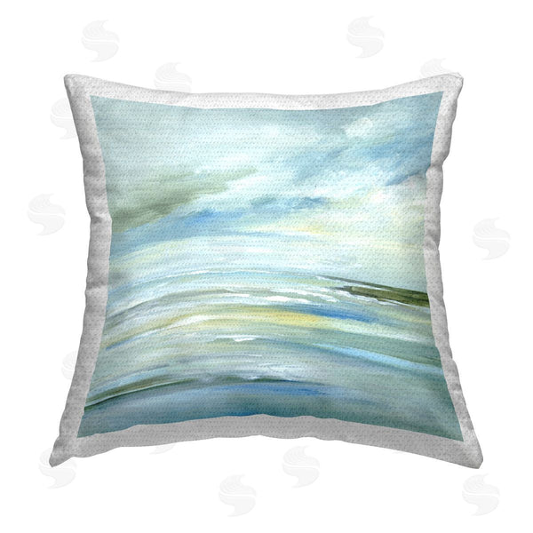 Stupell Industries Lera | Cloudy Blue Beach Impression Printed Throw Pillow
