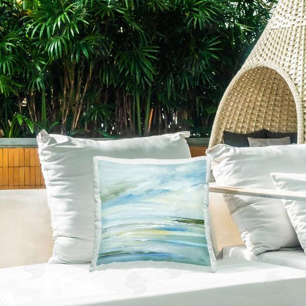 Stupell Industries Lera | Cloudy Blue Beach Impression Printed Throw Pillow