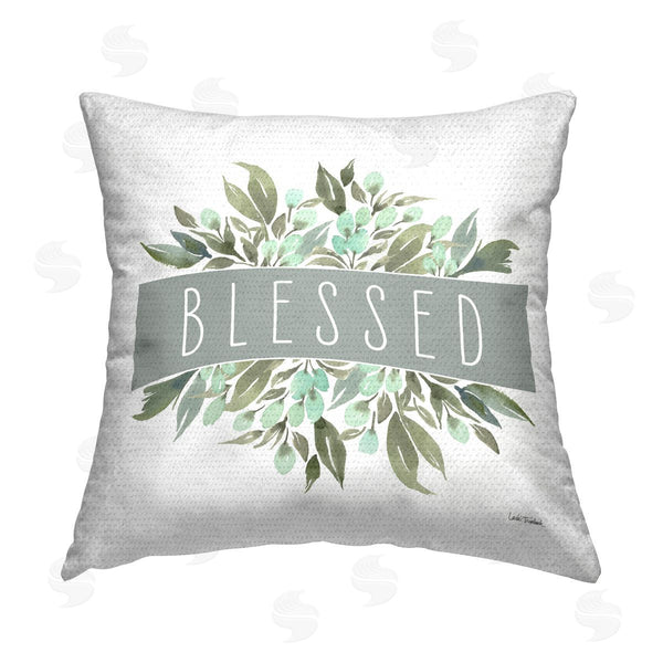 Stupell Industries Leslie Trimbach | Blessed Cottage Florals Printed Throw Pillow