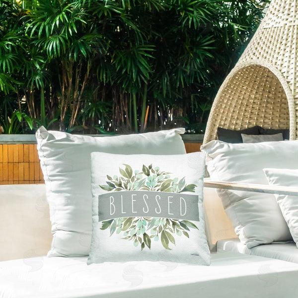 Stupell Industries Leslie Trimbach | Blessed Cottage Florals Printed Throw Pillow
