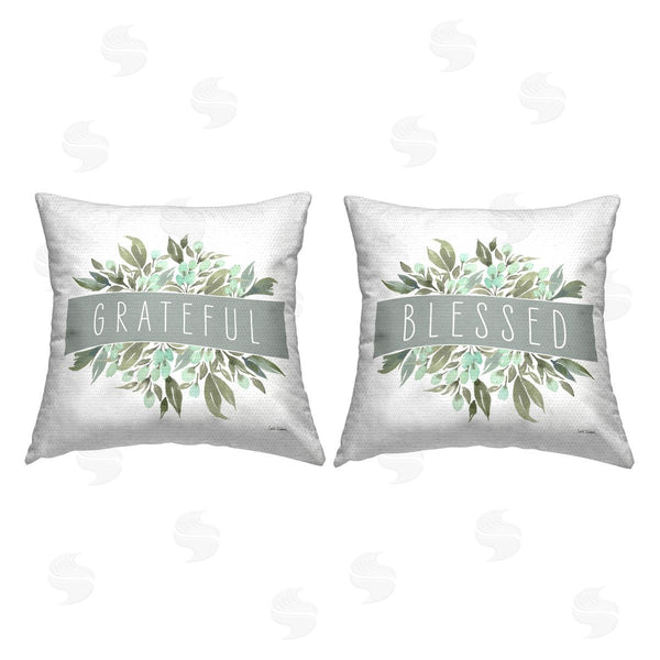 Stupell Industries Leslie Trimbach | Blessed Grateful Sentiment Printed Throw Pillow Set