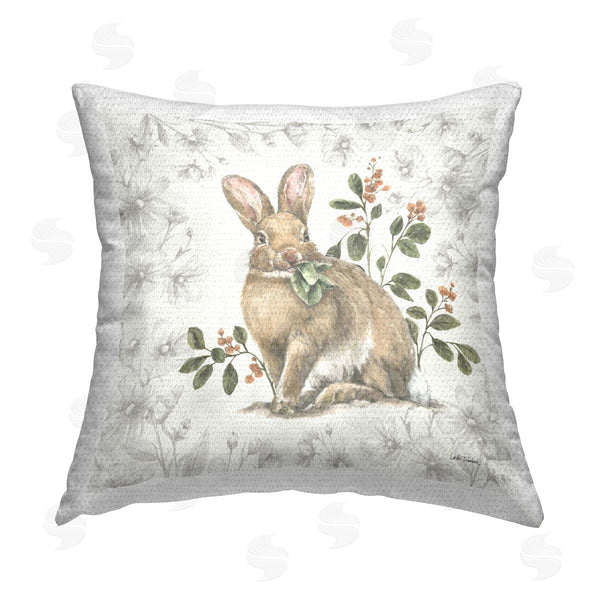 Stupell Industries Leslie Trimbach | Floral Garden Bunny Printed Throw Pillow