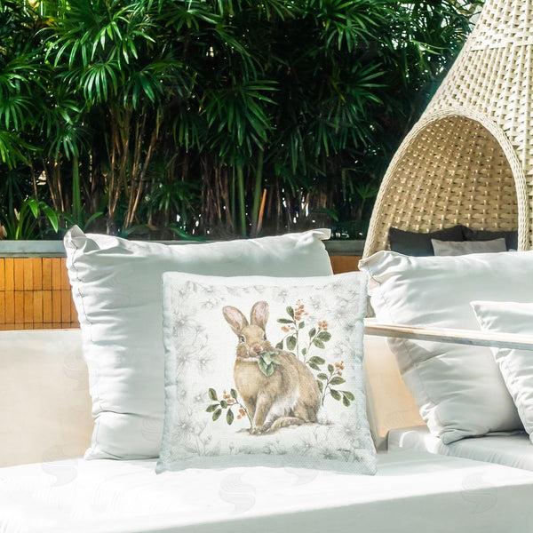 Stupell Industries Leslie Trimbach | Floral Garden Bunny Printed Throw Pillow