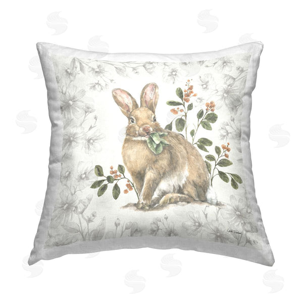 stupell industries Leslie Trimbach | Floral Garden Bunny Printed Throw Pillow
