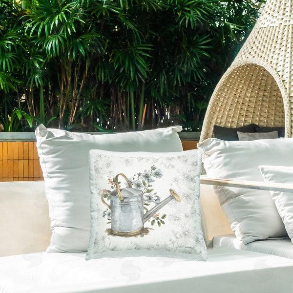 Stupell Industries Leslie Trimbach | Floral Watering Can Printed Throw Pillow