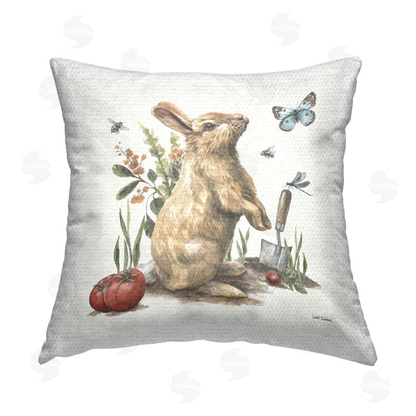 Stupell Industries Leslie Trimbach | Garden Patch Rabbit Printed Throw Pillow