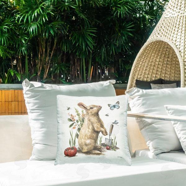 Stupell Industries Leslie Trimbach | Garden Patch Rabbit Printed Throw Pillow