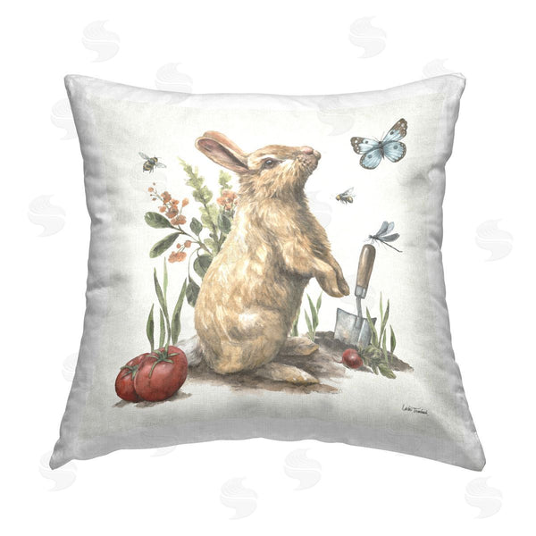 stupell industries Leslie Trimbach | Garden Patch Rabbit Printed Throw Pillow