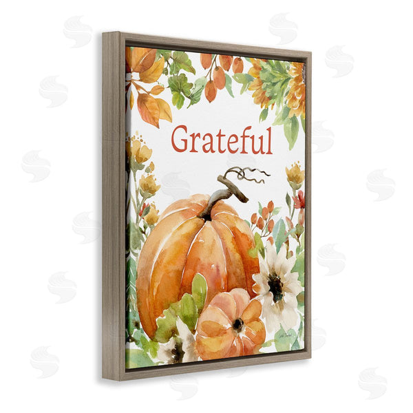 Stupell Industries Leslie Trimbach | Grateful Pumpkins & Flowers Wall Art