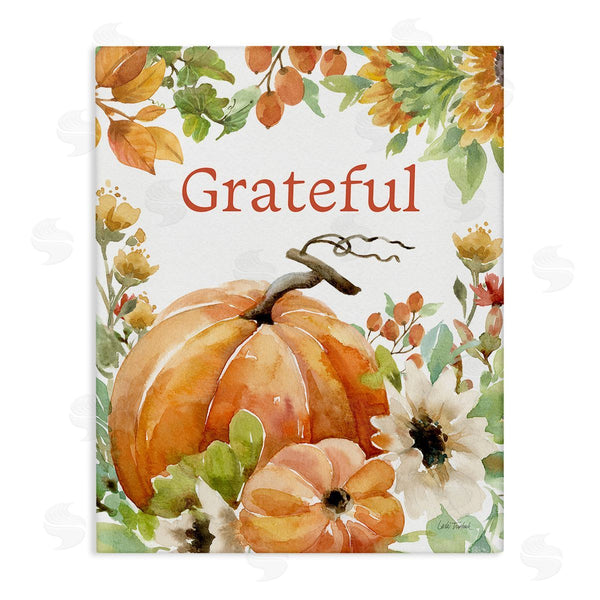 stupell industries Leslie Trimbach | Grateful Pumpkins & Flowers Wall Art