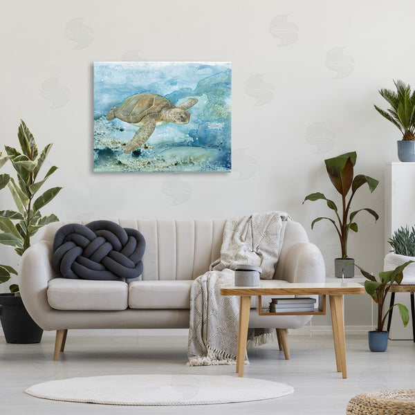Stupell Industries Leslie Trimbach | Modern Sea Turtle Splash Wall Art