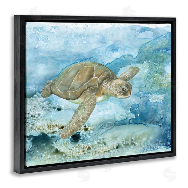 Stupell Industries Leslie Trimbach | Modern Sea Turtle Splash Wall Art