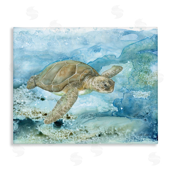 stupell industries Leslie Trimbach | Modern Sea Turtle Splash Wall Art