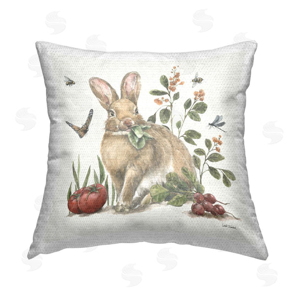 Stupell Industries Leslie Trimbach | Rabbit & Butterfly Garden Printed Throw Pillow