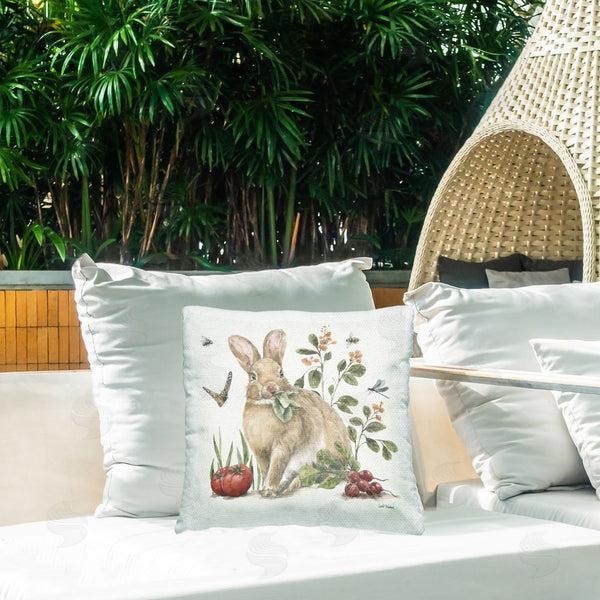 Stupell Industries Leslie Trimbach | Rabbit & Butterfly Garden Printed Throw Pillow