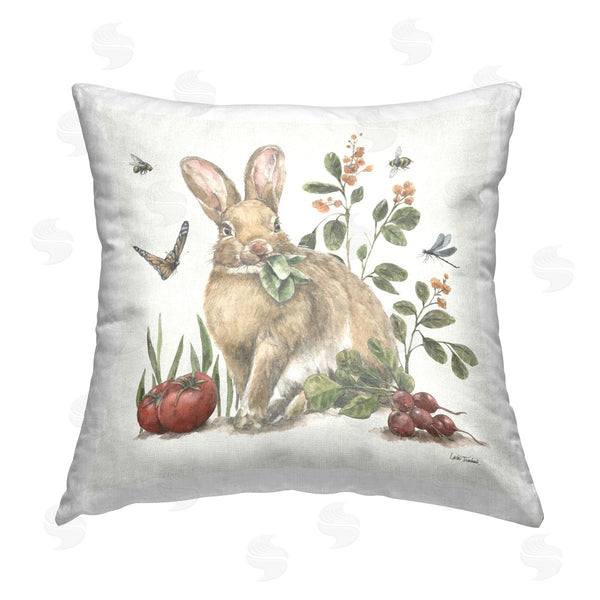 stupell industries Leslie Trimbach | Rabbit & Butterfly Garden Printed Throw Pillow