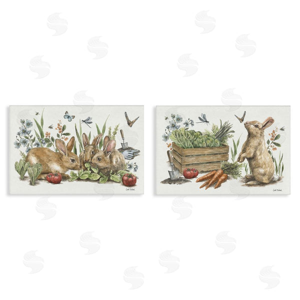 stupell industries Leslie Trimbach | Rabbit Vegetable Garden Party Wall Art