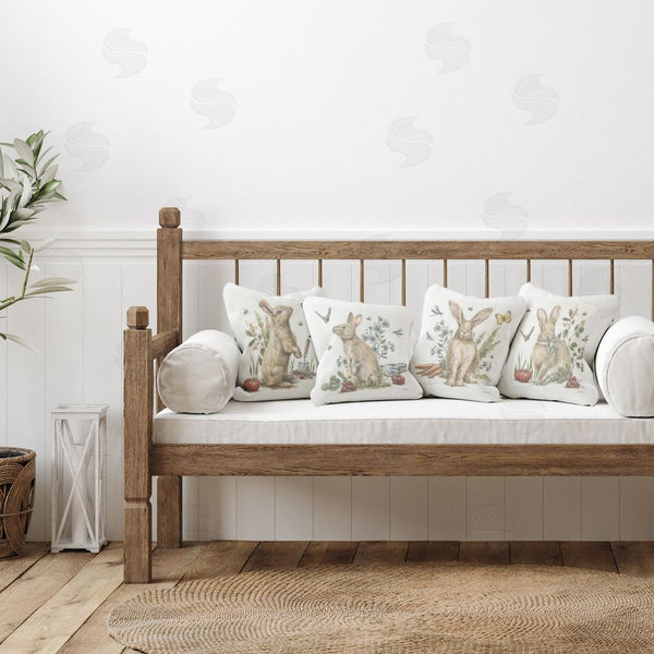 Stupell Industries Leslie Trimbach | Spring Woodland Rabbits Printed Throw Pillow Set