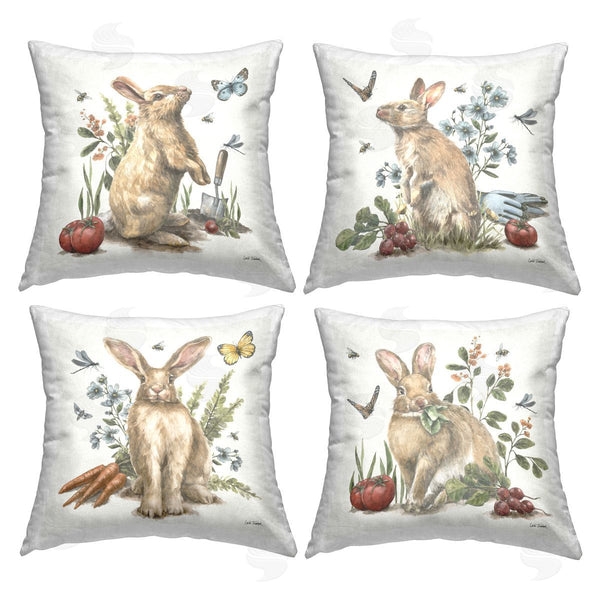 stupell industries Leslie Trimbach | Spring Woodland Rabbits Printed Throw Pillow Set