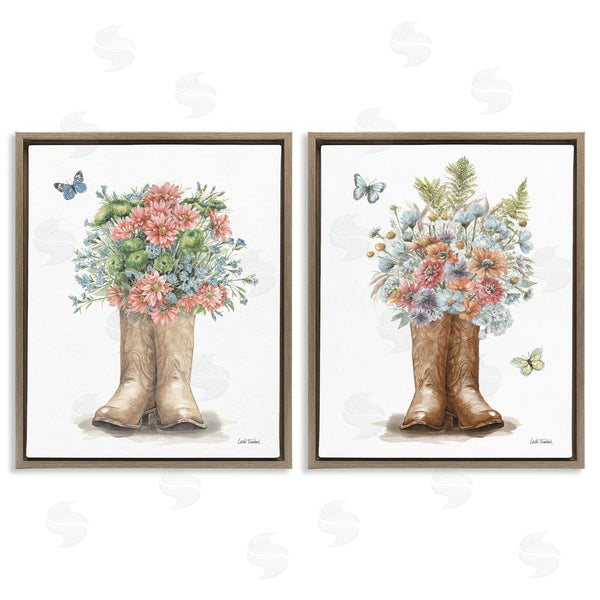 Stupell Industries Leslie Trimbach | Wildflower Western Boots Butterfly Wall Art