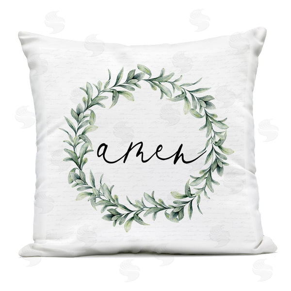 Stupell Industries Lettered And Lined | Amen Botanical Wreath & Script Printed Throw Pillow