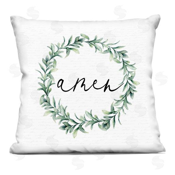 stupell industries Lettered and Lined | Amen Botanical Wreath & Script Printed Throw Pillow
