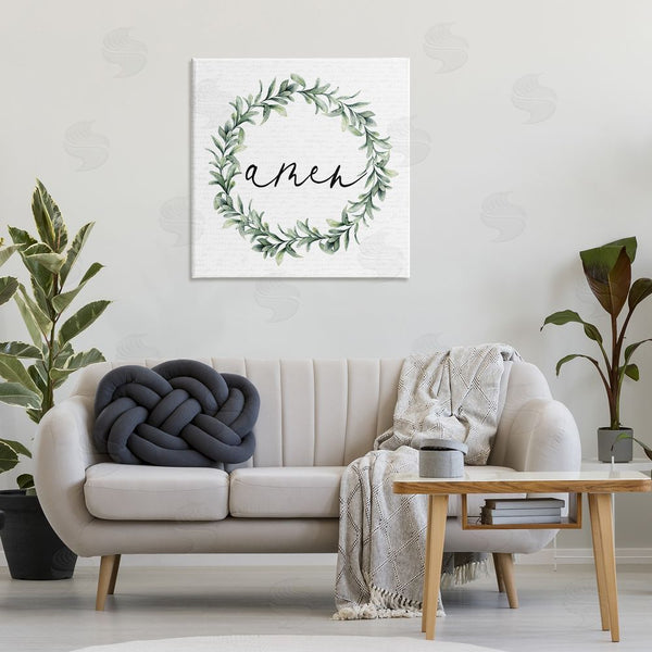 Stupell Industries Lettered And Lined | Amen Botanical Wreath & Script Wall Art