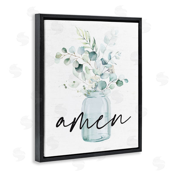 Stupell Industries Lettered And Lined | Amen Religious Calligraphy Eucalyptus Botanicals Country Jar Wall Art
