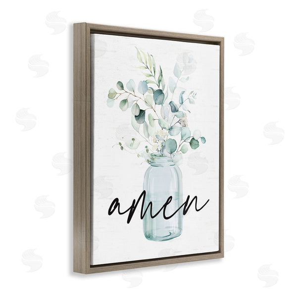 Stupell Industries Lettered And Lined | Amen Religious Calligraphy Eucalyptus Botanicals Country Jar Wall Art