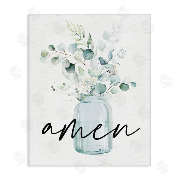 stupell industries Lettered and Lined | Amen Religious Calligraphy Eucalyptus Botanicals Country Jar Wall Art