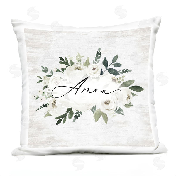 Stupell Industries Lettered And Lined | Amen & White Roses Printed Throw Pillow