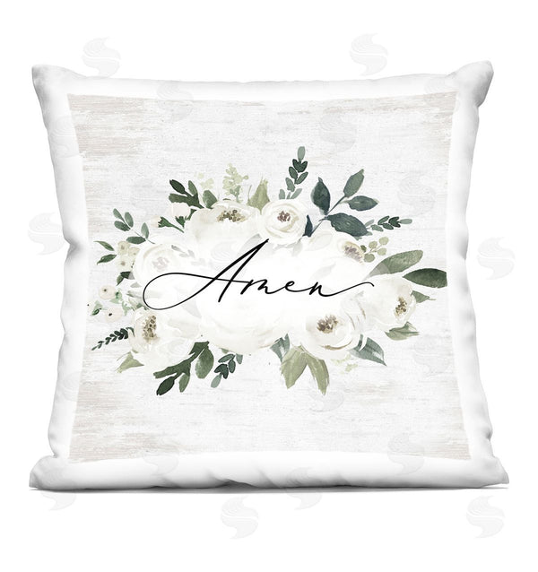 stupell industries Lettered and Lined | Amen & White Roses Printed Throw Pillow
