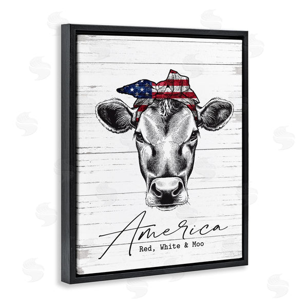 Stupell Industries Lettered And Lined | Americana Cow Red White And Moo