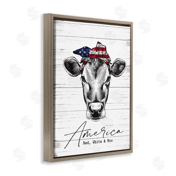 Stupell Industries Lettered And Lined | Americana Cow Red White And Moo